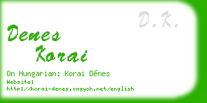 denes korai business card